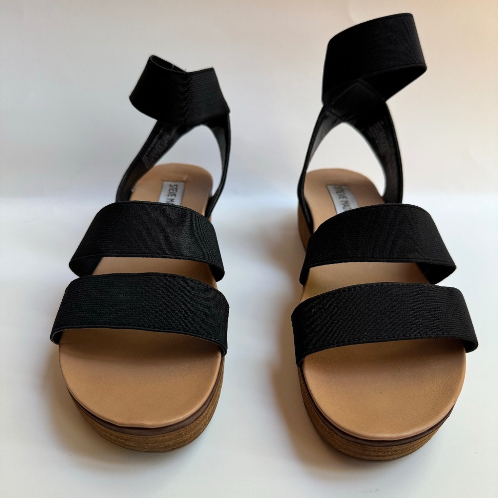 Steve Madden Low Wedge Black Strap Sandal